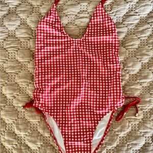 Guess Red Checkered One Piece Swimsuit Never Worn